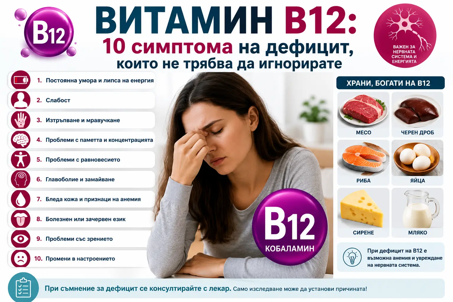 10 simptoma za lipsa na vitamin b12